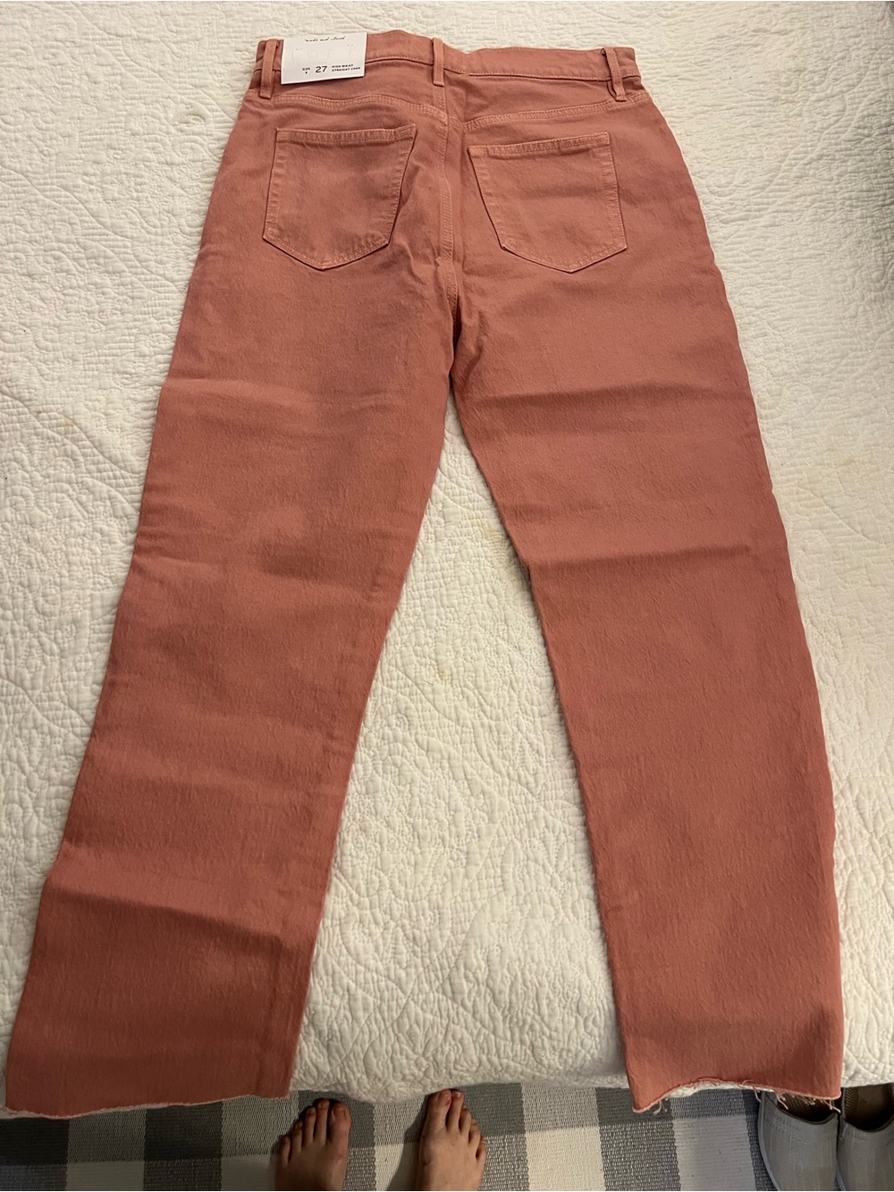 LOFT High Waist Straight Crop Jeans - Dusty Rose - Picture 7 of 7